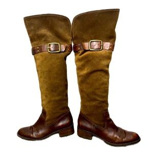 Jessica Simpson Clancey Suede & Leather OTK boots sz 9.5 Olive green & brown